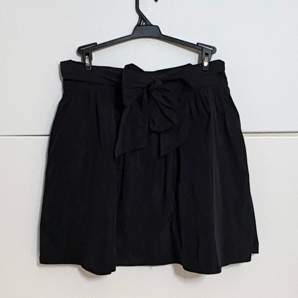 Express Y2K Women Taffeta Bow A Line Sheen Structured Mini Tie Waist Skirt